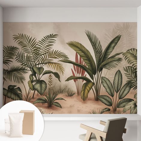 Papier peint intissé décoratif avec motifs pour salon et chambre a motif - Colle incluse gratuite Motif végétal 152x104 cm (1/5)