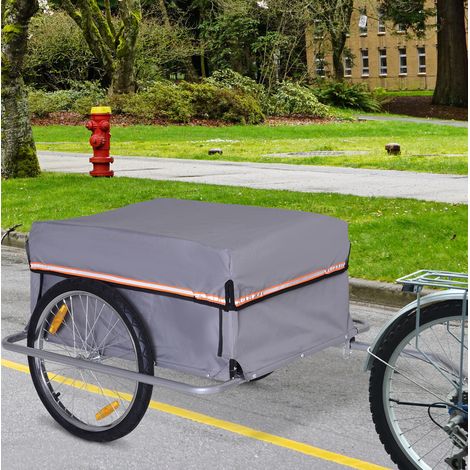 Rimorchio cargo pieghevole per bici con cassa, acciaio, grigio, 140 x 88 x 60 cm OKMYHOME (1/5)