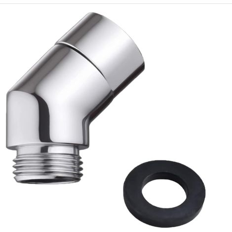 Adaptateur de pommeau de douche à 135° - Rallonge de pommeau de douche avec joint en caoutchouc - Adaptateur articulé - Coude de douche - Joint rotatif - Argent (1/5)