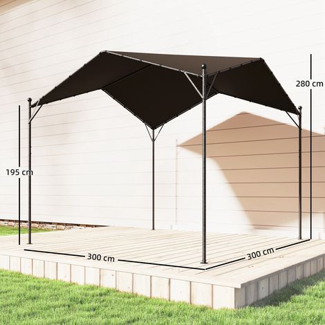 Pavillon pergola 3x3m, hydrofuge, stable, résistant à l'hiver, protection solaire avec toit à pignon et renforts triangulaires. (1/5)