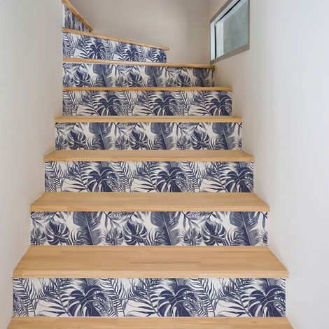 Stickers adhésifs escalier carrelages contremarche - TROPICAL PUERTO VARAS - 2 bandes de 12.5x87.5cm (1/3)