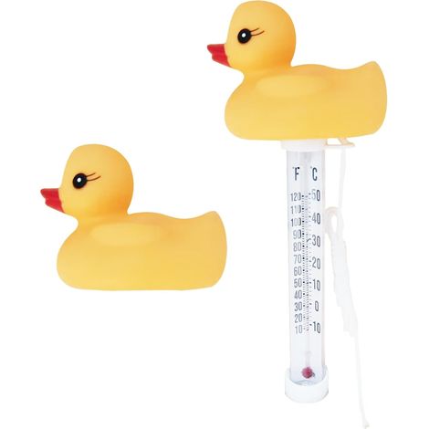 Thermomètre flottant pour piscine design animal rigolo, thermomètre analogique incassable avec cordon, adapté piscine spa bassin extérieur et intérieur, aquarium (Canard) (1/5)