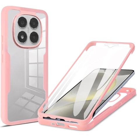 Coque pour Xiaomi Redmi Note 15 Pro 5G, Protection D'écran Intégrée Housse Antichoc Militaire Double Face, Case Bumper Anti-Rayures en Silicone Transparent à 360°. Rose (1/5)