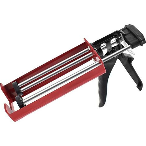 Pistolet à cartouche à double canon pour pistolet à cartouche manuel à deux composants (rapport de mélange 1:1), jusqu\'à 450 cc pour adhésifs, mastics, résines époxy, couleur rouge (1/3)