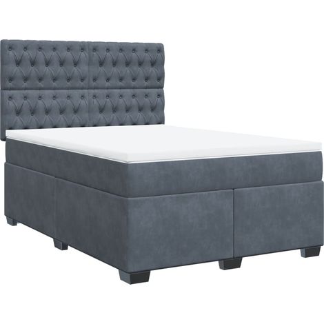 Maison Exclusive - Cama box spring con colchón terciopelo gris os (1/5)
