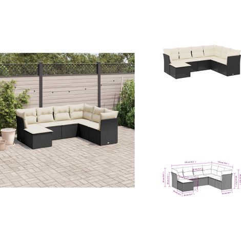 Salon de jardin 7 pcs avec coussins noir résine tressée - Canapé De Jardin - Salon De Jardin - Mobilier Extérieur - Résine Tressée - Poly Rotin (1/3)