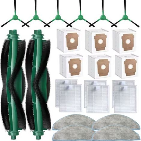 24 pezzi di ricambio per robot aspirapolvere iRobot Roomba 104/105 Vac/ 105 Combo/ Q052, accessori Q0520 105. Include 2 spazzole principali, 6 filtri, 6 sacchetti per la polvere, 6 spazzole laterali, (1/5)