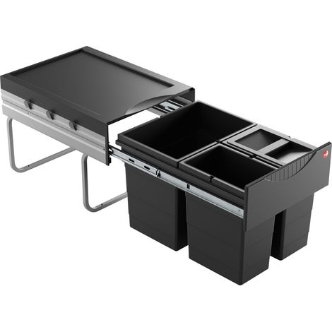 HAILO Mülltrennsystem AS Raumspar Tandem 18 L/ 8 L/ 8L/ Deckel Dunkelgrau Abfallsammler Mülleimer