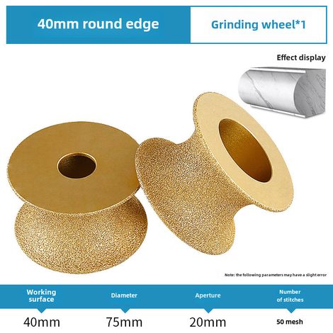Meule à meuler semi-circulaire pour pierre, marbre, quartz, carrelage, brasage, diamant, disque de meulage pour meuleuse d'angle (épaisseur de meulage 40 mm) (1/5)
