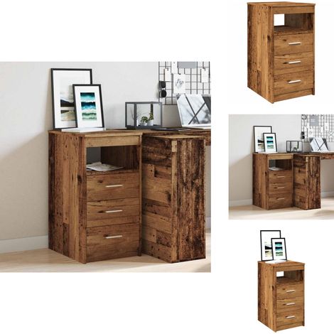 Schubladenschrank Altholz-Optik 40x50x76 cm Holzwerkstoff - Schubladenschrank - Schubladenschränke - Schrank - Schubladenkommode (1/5)