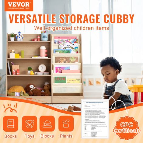 Bibliothèque pour Enfants 4 niveaux, Meuble de Rangement 10 Compartiments au Total, Étagère de Rangement pour Livres et Jouets, pour Chambre d'Enfant, Salle de Jeux, Jardin d'Enfants, Crèche (1/5)