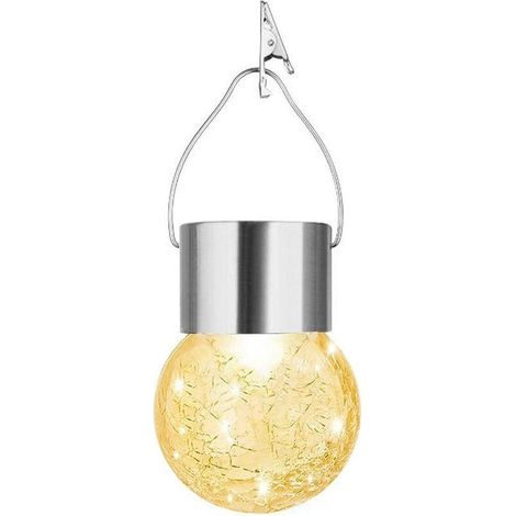 Lanterne Solaire à Clipser Lumières de Boules de Verre craquelées à énergie Solaire - Lumières de Nol décoratives à LED pour pelouse de Cour de Patio (1/5)