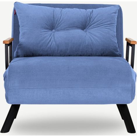 Fauteuil convertible 1 place tissu bleu Sylvano 60cm (1/5)