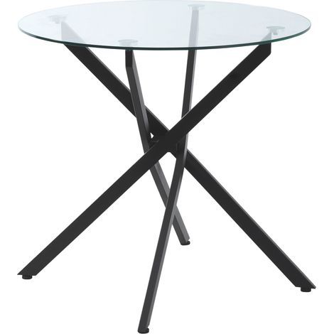 Table ronde en verre noir avec structure en métal 80 x 80 x 75 cm MODENUIT (1/5)