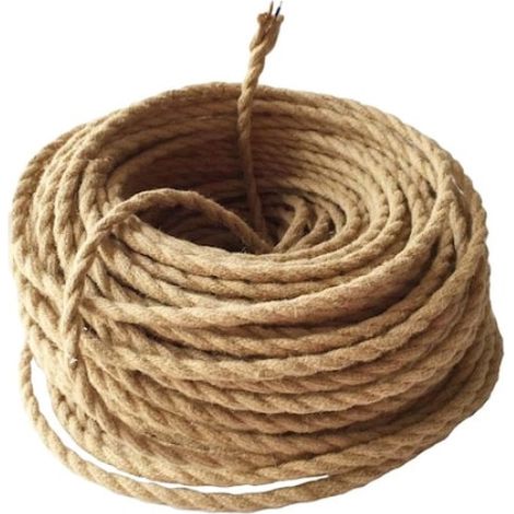 Cable Électrique Décoratif - 5 M - Tresse Textile Beige - 2×0,75 mm² - 240 V - Pour Appliques Lampadaires Suspension - 1 Pièce (1/5)