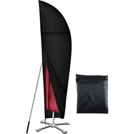 Housse de parasol déportée Ulisem de 2,7 m à 3,4 m, tissu Oxford 420D robuste, imperméable, protection UV, avec aérations (265 x 40/70/50 cm) - Noir