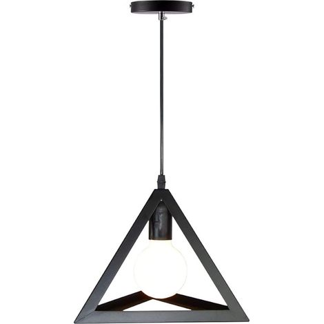 Lustre Suspension Industrial Abat Jour Suspension Art Géométrique en Métal, Triangle, Noir