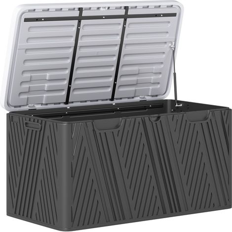 Panca Contenitore Capacità 380L con 2 Maniglie e Leva a Gas in HDPE Nero e Grigio (1/5)