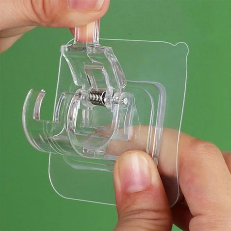 Tringle Rideau Adhésive - Transparente - Sans Percage - Pour Rideaux Et Serviettes - 10 Pièces (1/5)