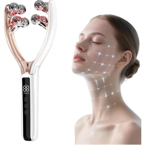 Appareil Anti Rides Visage Massage,EMS Anti-Âge 3D Rouleau de Masseur Facial,Appareil de Beauté Microcourants à 2 modes LED (1/5)