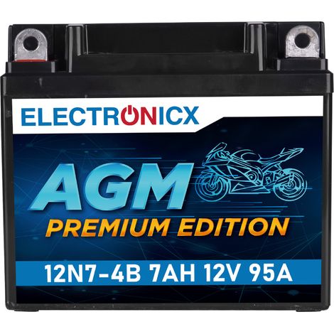12N7-4B 7Ah 12V AGM Motorradbatterie - Wartungsfrei - Roller Quad Premium (1/5)