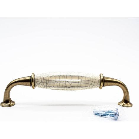 Poignee de Meuble Vintage 4 Poignée Meuble Vintage Laiton Vieilli 144 35mm Zinc-Aluminium et Porcelaine Poignée pour Poignee de Meuble Cuisine, Poignée de Porte, Tiroir