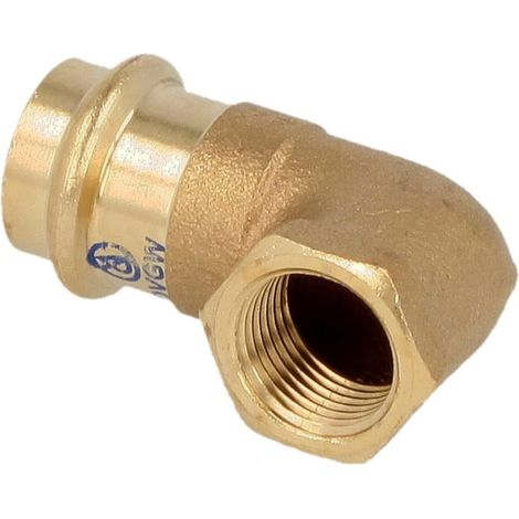 Raccord à sertir laiton rouge coude 90° 42 mm x 1 1/2'' FF contour V