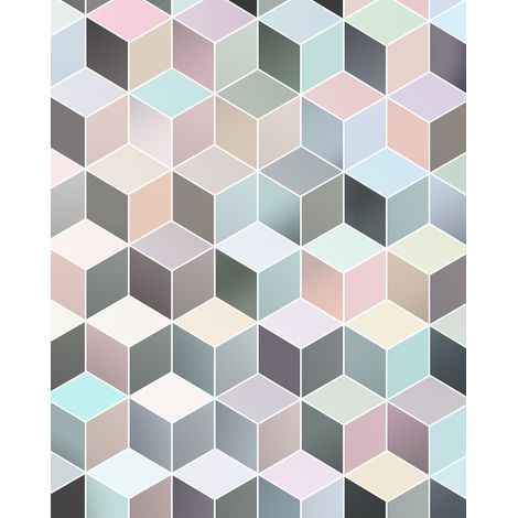 Papier peint panoramique romantique,modern Cubes Pastel (1/4)