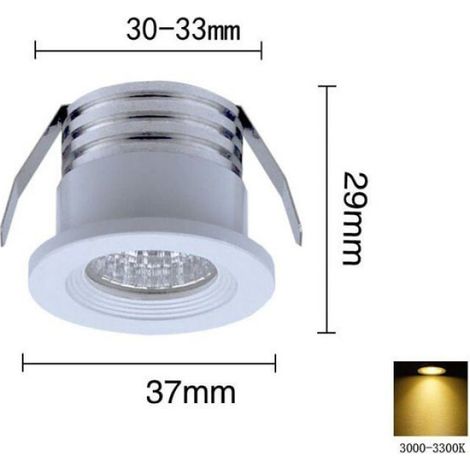 4 spots LED encastrables,3 W,blanc chaud,300 lumens,intérieur (1/3)