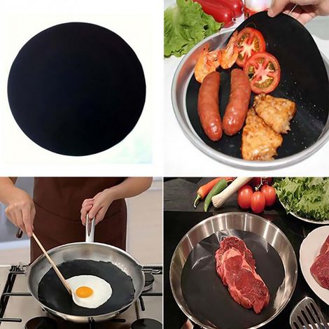Set aus 2 runden, antihaftbeschichteten Backblechen, 24 cm Durchmesser, hitzebeständig, für Bratpfannen, Woks, Grills und Gebäck. (1/5)