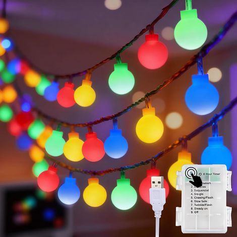 Guirlande Lumineuse Extérieure Guinguette 100 LED 15,5m à Pile/USB (1/5)
