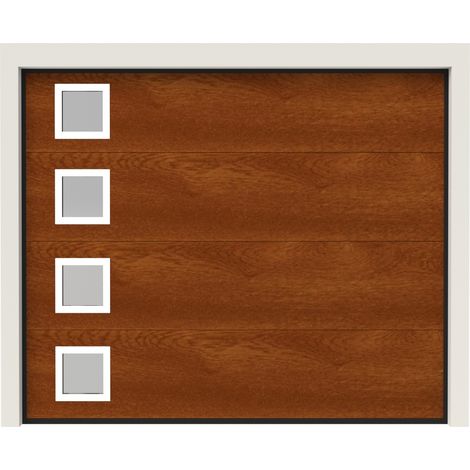 Porte de Garage Sectionnelle Motorisée 240x200 LIMA - Imitation Bois Mat (Wood Flat) (1/5)