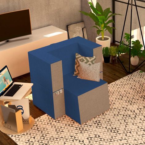 Baldiflex Poltrona Morbida Convertibile in Pouf color Blu Praticha (1/5)