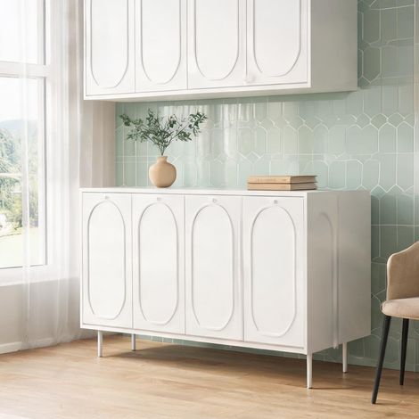 Buffet coloris blanc en MDF 140 x 42 x 80 cm (1/5)
