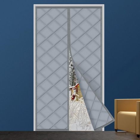 Cortina de puerta con aislamiento térmico - Varios tamaños, resistente al viento, al frío y al ruido, apta para mascotas, 90 x 220 cm, gris (1/5)