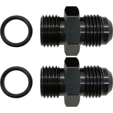 Lot de 2 adaptateurs de raccord évasé mâle 6AN ORB vers 10AN pour pompe à carburant, rail en alliage d'aluminium, surface anodisée noire (1/5)
