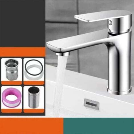 Robinet Salle Bain Lavabo Monocommande - Design Élégant, Mitigeur Chromé, Robinet à Tiroir Céramique Faible Bruit, Eau Chaude Froide, Argent (1/5)