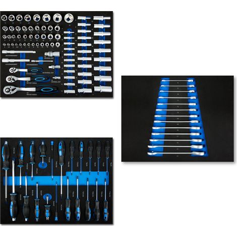 Eberth – Set d'outils servante atelier 114 pièces – Inserts en mousse pour rangement sécurisé – Outils en carbure de tungstène – Poignées ergonomiques antidérapantes (1/5)