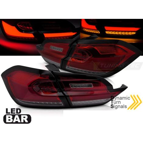 Paire de feux arriere Ford Fiesta MK8 17-21 FULL LED BAR Rouge Fume (1/4)