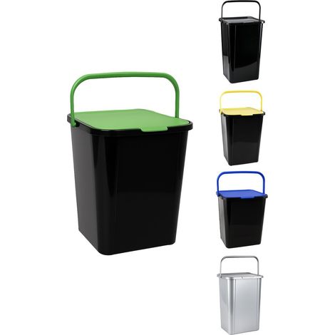 JARDIN202 - Cubo de Reciclaje de Plástico 45L con Asa y Tapadera  Ideal para hogar y separación de residuos  45 L (Verde)