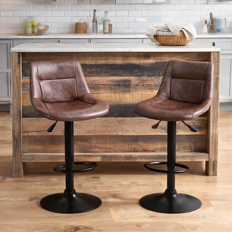 Tabouret de bar marron en cuir PU 46,5 x 50 x 108 cm (1/5)