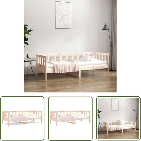 The Living Store Lit de jour sans matelas 80x200 cm bois de pin massif - Lit De Jour - Canapé Convertible - Lit Pliable - Meuble Multifonction - Lit En Bois (1/5)
