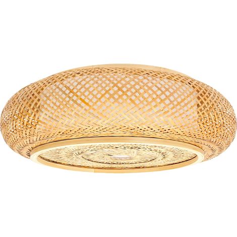 Plafonnier LED en bambou, abat-jour tissé à la main, adapté à un usage intérieur (1/2)