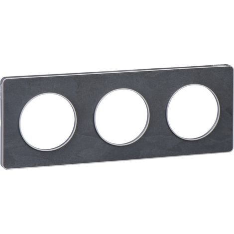 Schneider - Odace 2011 - Touch - Plaque 3 postes - Entraxe 71 mm - Aluminium finition ardoise - Ru00e9f : S530806V (1/5)