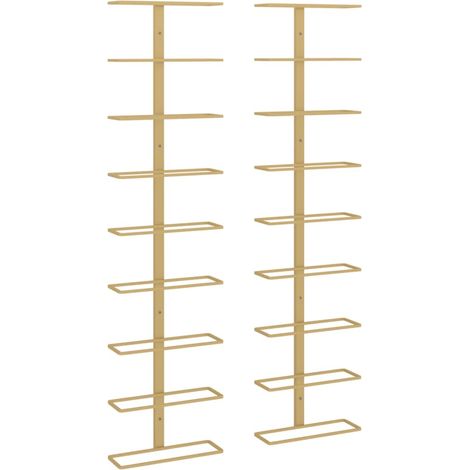 Casier à vin mural pour 9 bouteilles 2 pcs Doré Fer CFW797892 (1/5)