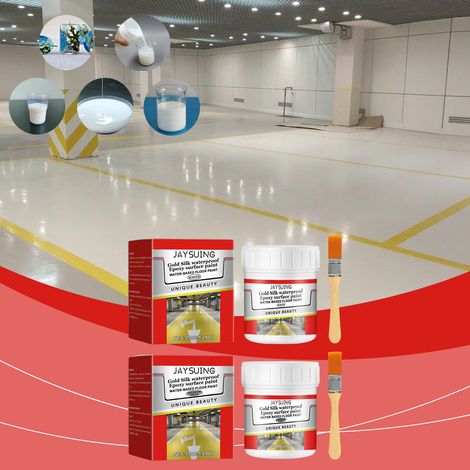 Peinture époxy imperméable pour sols (gris moyen) - Imperméabilisation des murs et des sols, protection contre les fissures, masquage et rénovation - Gris moyen 150 g (1/5)