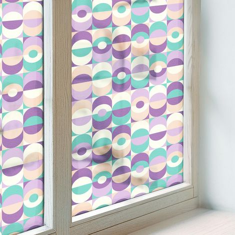 Fensterfolie 200x146 cm Milchglas Blickdicht Folie für Badezimmer Schlafzimmer Dekorfolie PVC Dekorativ Selbstklebend Sichtschutz Fenster Bunte Muster