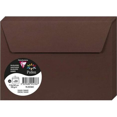 Enveloppes Pollen - CLAIREFONTAINE - 114x162mm - 20 pièces - Couleur cacao - 120g (1/3)