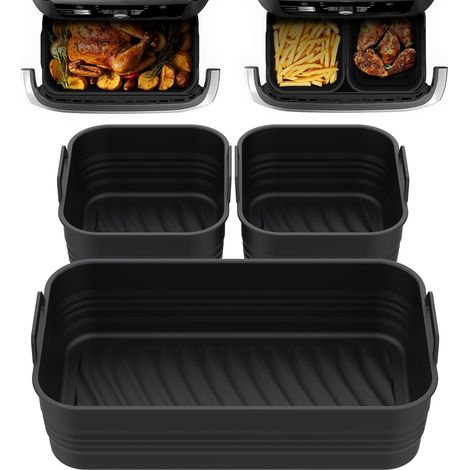 Airfryer Accessoires pour Ninja Foodi Flexdrawer AF500EU (lot de 3), moule en silicone pour friteuse à air chaud, AF500EU moule en silicone Airfryer, (1/5)