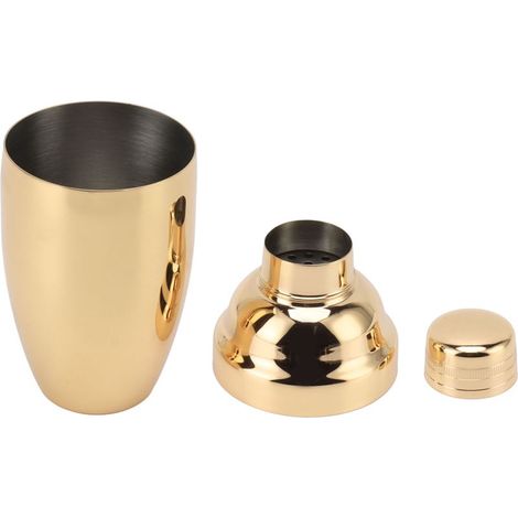 Rostfreier Cocktailshaker aus Edelstahl, ideal für Cocktails, Mixgetränke und Milchtee (goldfarben). (1/5)